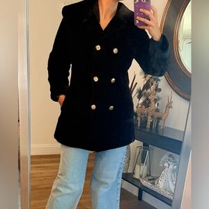Borgazia Faux Fur vintage coat, 1960s  Double-Breasted Black Coat
